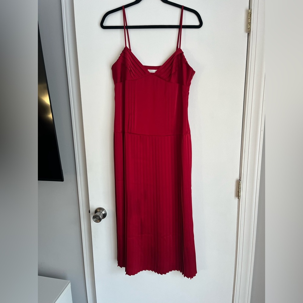 Rebecca Taylor NWT Chili Red Sateen pleated dress